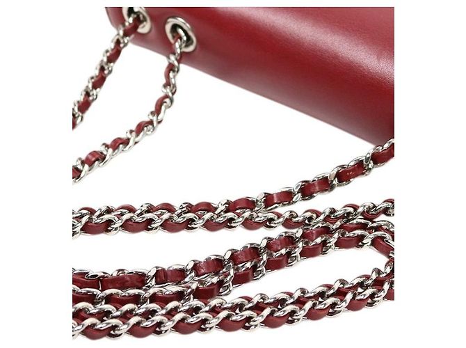 Chanel Borsa a tracolla in pelle bordeaux con patta e catena - vista 9