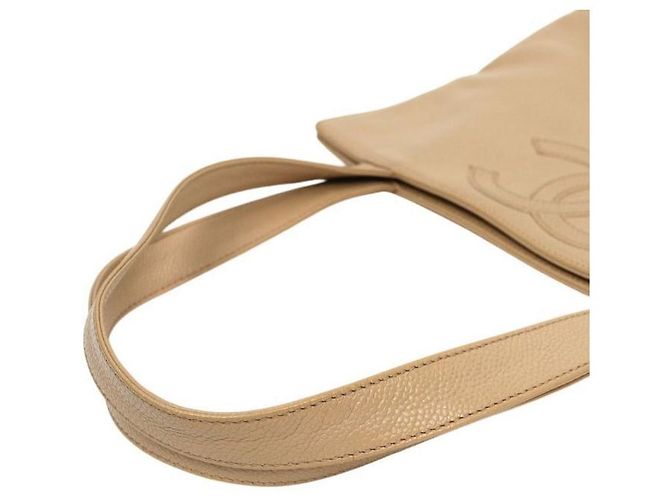 Chanel Borsa a tracolla CC in pelle caviar beige Marrone - vista 9