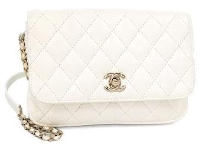 Chanel Borsa a tracolla bianca con patta e catena Bianco - vista 2