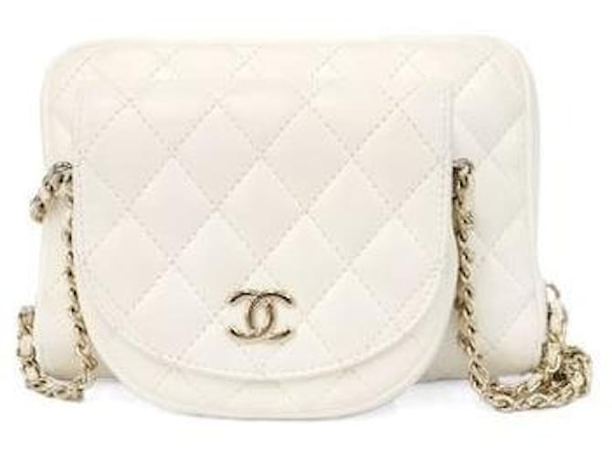Chanel Borsa a tracolla bianca con patta e catena Bianco - vista 4