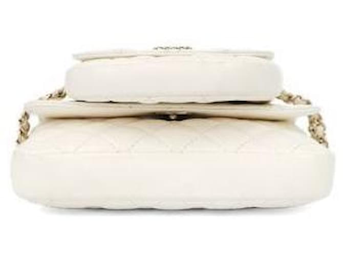 Chanel Borsa a tracolla bianca con patta e catena Bianco - vista 5
