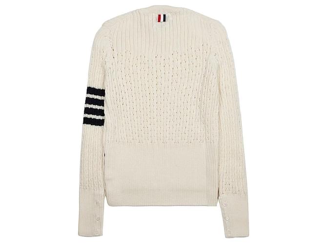 Thom Browne Pullover de lã Bar Pointelle Branco - vista 2
