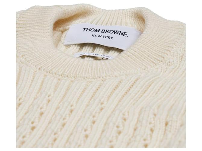 Thom Browne Pullover de lã Bar Pointelle Branco - vista 4