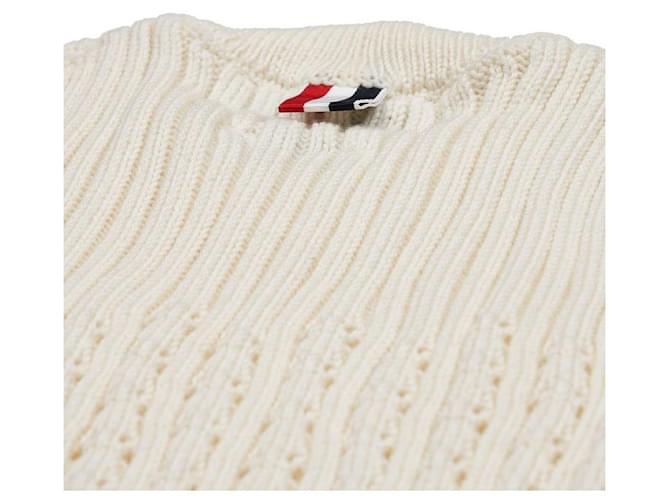 Thom Browne Pullover de lã Bar Pointelle Branco - vista 7