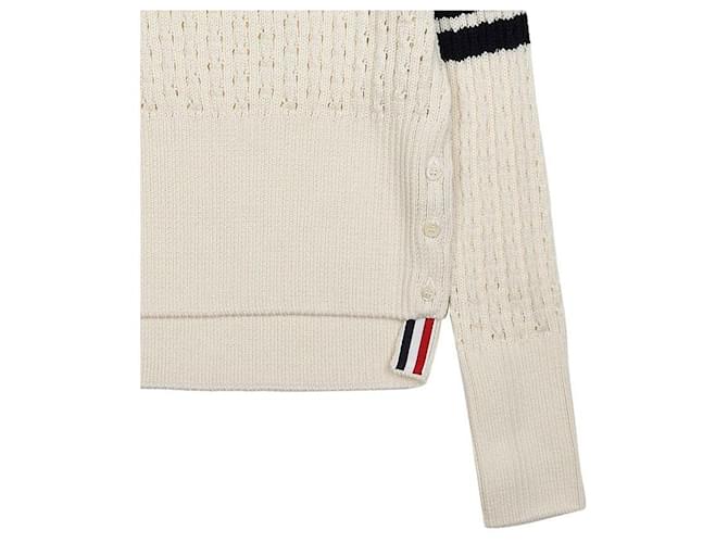 Thom Browne Pullover de lã Bar Pointelle Branco - vista 9