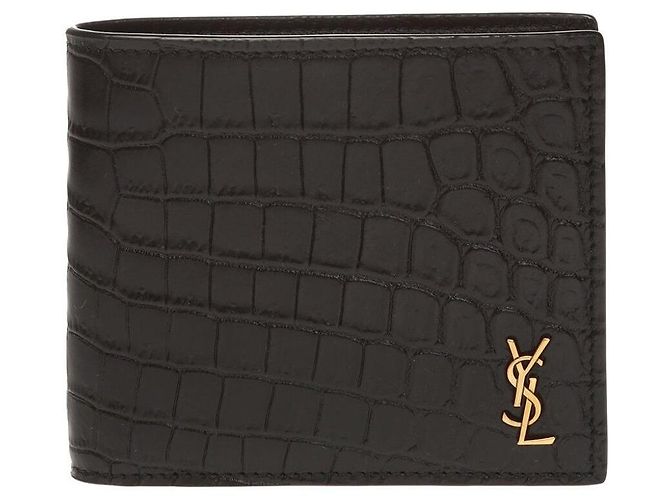 Saint Laurent Gold Logo Bi-Fold Wallet Black - view 2