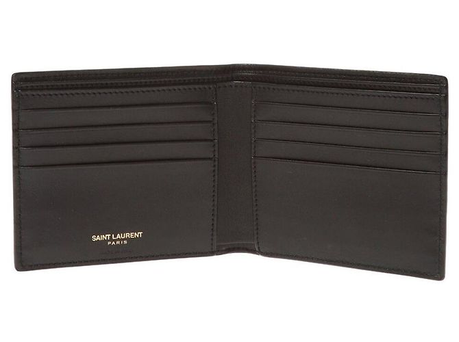 Saint Laurent Gold Logo Bi-Fold Wallet Black - view 4