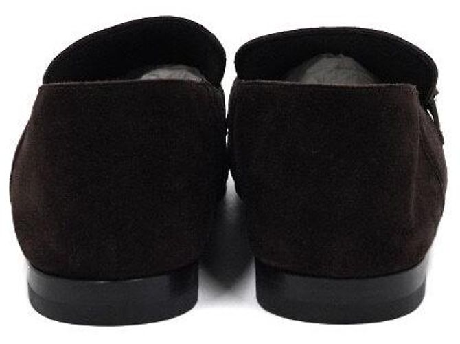 Hermès Mocassini Slip-On Giovanni in camoscio con logo argento Nero - vista 6