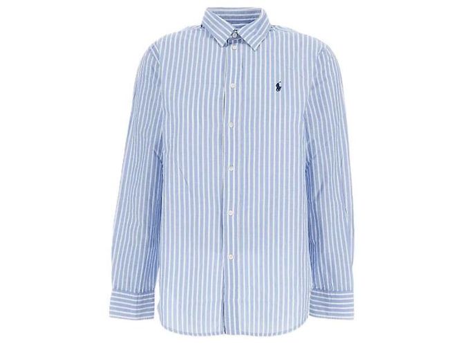 Ralph Lauren Camicia in cotone e lino a righe Classic Fit Blu - vista 3