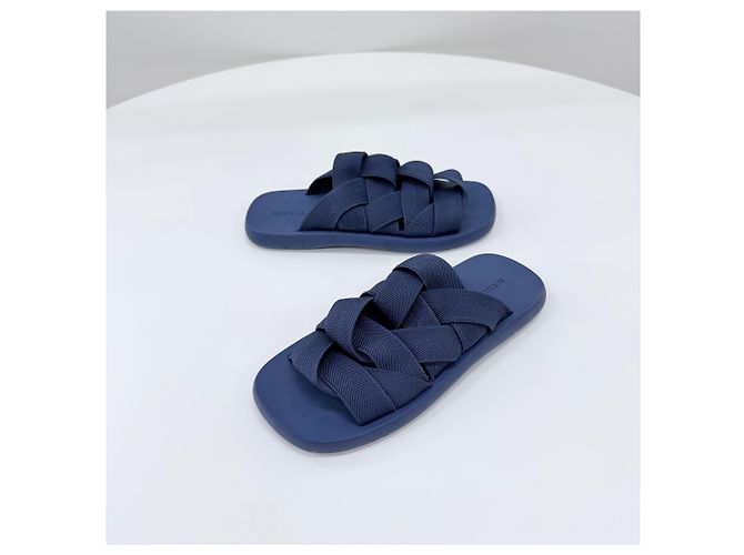 Bottega Veneta Sandalo Slipper Intrecciato Navy Blu - vista 2
