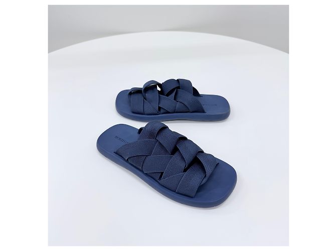 Bottega Veneta Sandalo Slipper Intrecciato Navy Blu - vista 3