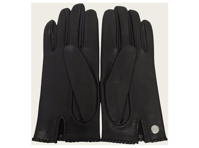 Hermès Schwarze Lederhandschuhe mit Herz für Damen - Ansicht 3