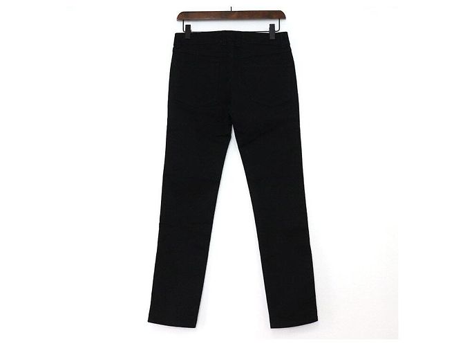 Alexander Mcqueen Vaqueros de denim negros para mujer con raya lateral naranja - vista 4
