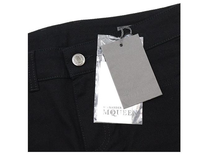 Alexander Mcqueen Vaqueros de denim negros para mujer con raya lateral naranja - vista 5