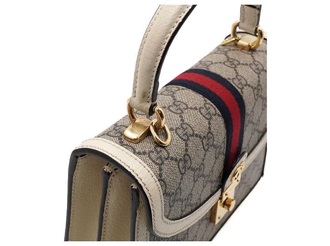 Gucci Borsa Ophidia GG Supreme Small Top Handle Marrone - vista 12