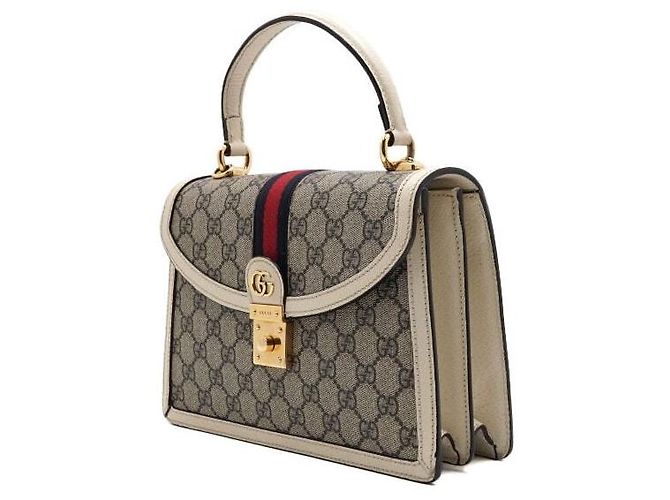 Gucci Borsa Ophidia GG Supreme Small Top Handle Marrone - vista 3