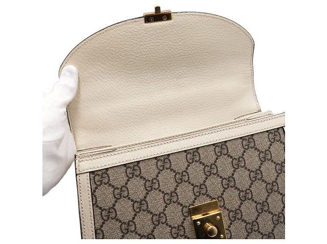 Gucci Borsa Ophidia GG Supreme Small Top Handle Marrone - vista 7