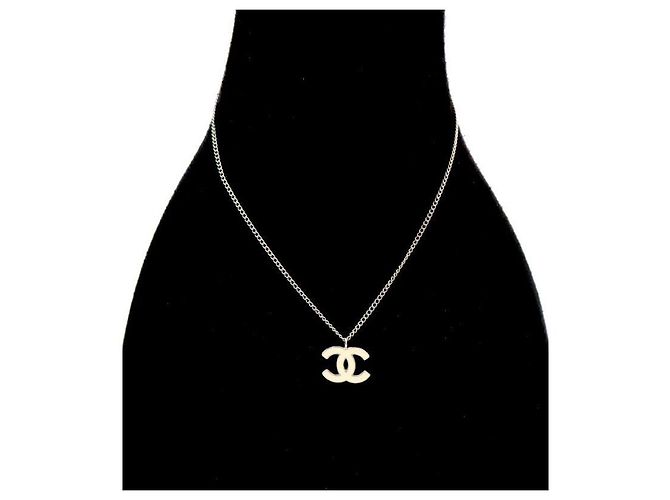 Chanel CC Silberkette Elfenbein Weiß - Ansicht 5