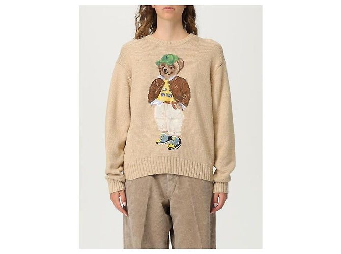 Ralph Lauren Jersey de cuello redondo de algodón Bear Castaño - vista 4