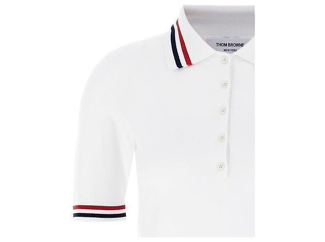 Thom Browne Polo de manga curta com costuras Branco - vista 6
