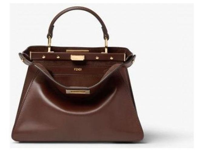 Fendi Borsa Peekaboo See Mini Bag Marrone - vista 5