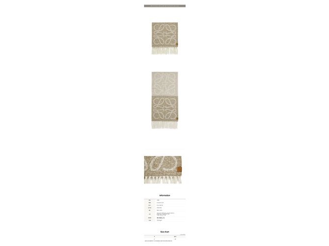 Loewe Sciarpa in lana di alpaca Anagram Beige White Marrone - vista 2