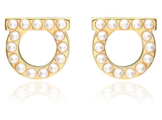 Salvatore Ferragamo Gancini Crystal Pearl Ohrringe - Ansicht 2