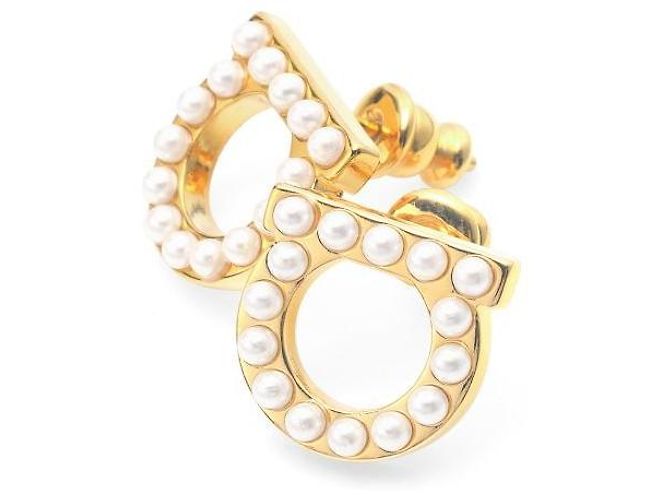 Salvatore Ferragamo Gancini Crystal Pearl Ohrringe - Ansicht 6