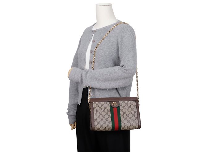Gucci Bolsa de Ombro Small Ophidia GG Castanho Marrom - vista 13