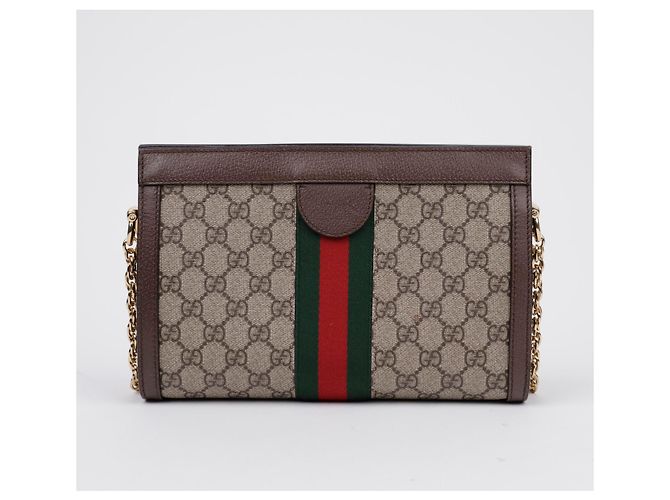 Gucci Bolsa de Ombro Small Ophidia GG Castanho Marrom - vista 3