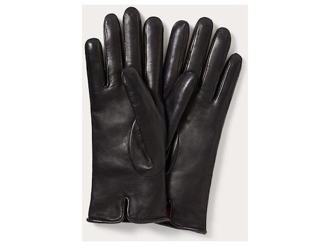 Valentino Leder-Kaschmir-Handschuhe Schwarz - Ansicht 4