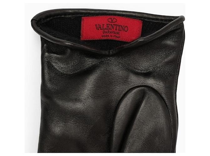 Valentino Leder-Kaschmir-Handschuhe Schwarz - Ansicht 6