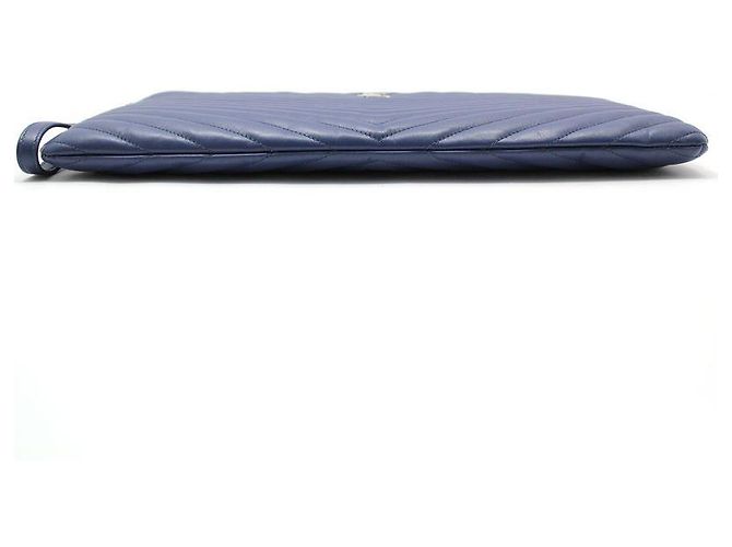 Saint Laurent Clutch Monogram Matelassé Blu - vista 5
