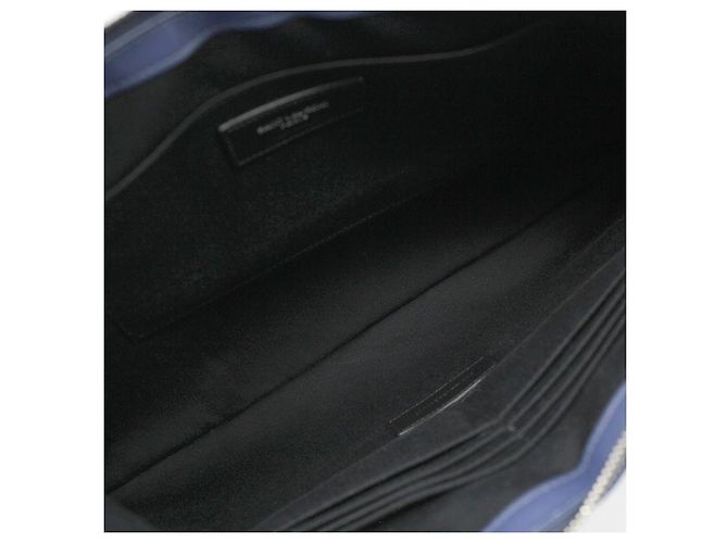 Saint Laurent Clutch Monogram Matelassé Blu - vista 7
