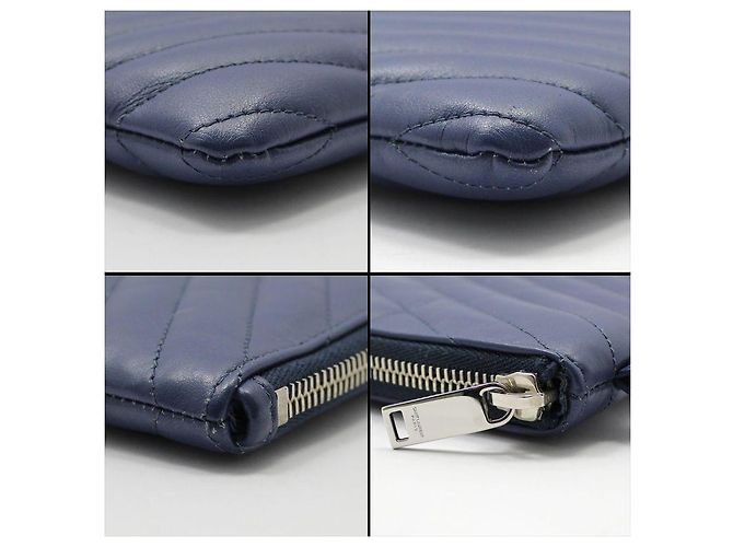 Saint Laurent Clutch Monogram Matelassé Blu - vista 8