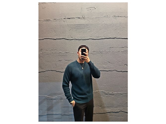 Loro Piana Runder Strickpullover aus Kaschmir in Grün Schwarz - Ansicht 3