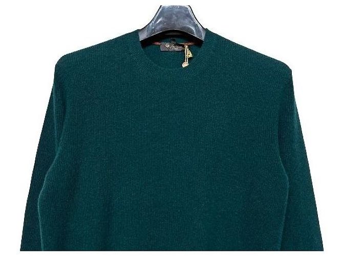 Loro Piana Runder Strickpullover aus Kaschmir in Grün Schwarz - Ansicht 4