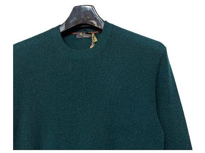 Loro Piana Runder Strickpullover aus Kaschmir in Grün Schwarz - Ansicht 5