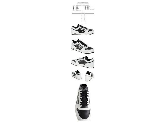Prada Triangular Logo Downtown Sneakers Black White - view 2