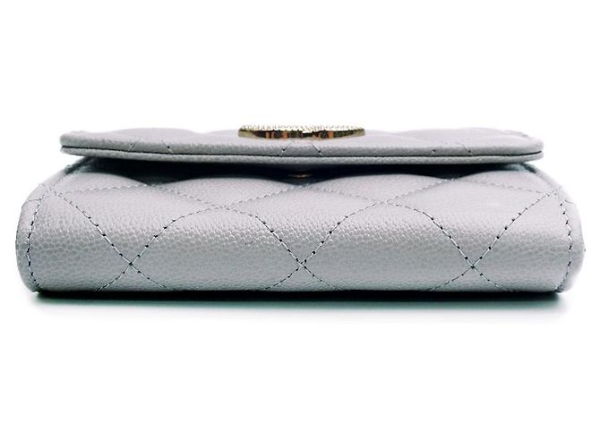 Chanel Porta-cartões Golden Snap Caviar Gold Gray Conjunto Completo Presente Marrom - vista 4