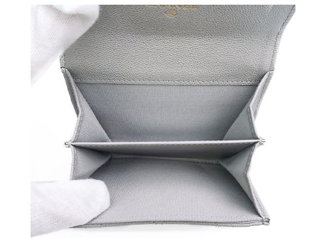 Chanel Porta-cartões Golden Snap Caviar Gold Gray Conjunto Completo Presente Marrom - vista 8