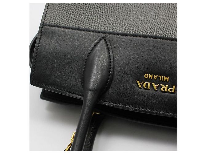 Prada Esplanade kleine Schultertasche zweifarbig Schwarz-Grau Braun - Ansicht 5