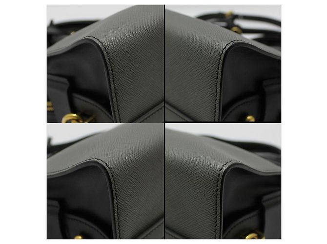Prada Esplanade kleine Schultertasche zweifarbig Schwarz-Grau Braun - Ansicht 7