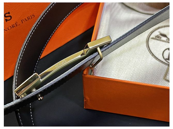 Hermès Classic Black Mint Reversible Gürtel Large Gold Mehrfarben - Ansicht 5