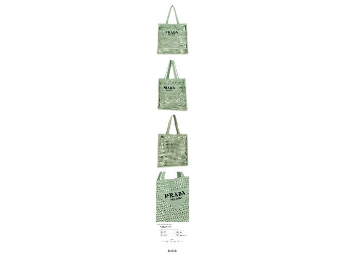 Prada Gehäkelte Tote Bag mit besticktem Logo Mintgrün - Ansicht 2