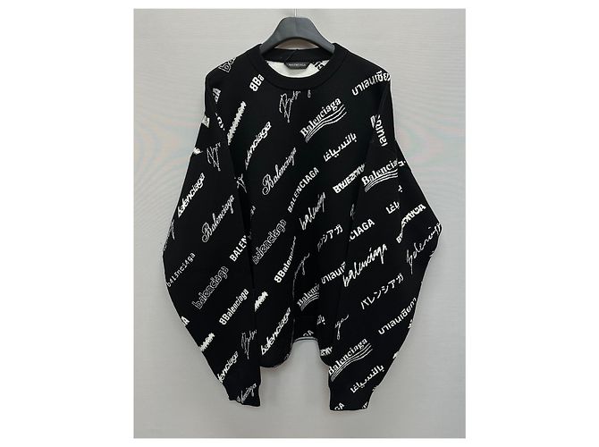 Balenciaga Logo Mania All Over Strick Silber - Ansicht 4
