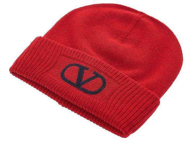 Valentino Berretto in lana da donna Signature Logo LZC Rosso - vista 3
