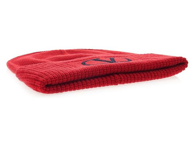 Valentino Berretto in lana da donna Signature Logo LZC Rosso - vista 4