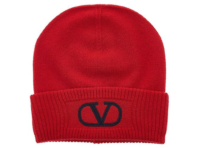 Valentino Berretto in lana da donna Signature Logo LZC Rosso - vista 8