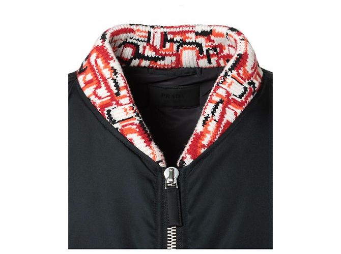 Prada Re-Nylon Strick-Bomberjacke NERO Schwarz - Ansicht 8
